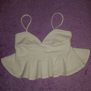 White ruffled crop top